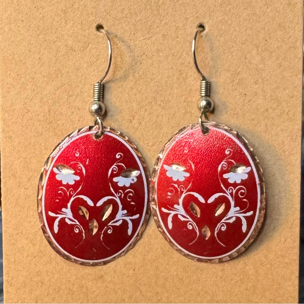 Elegant Red Floral Earrings